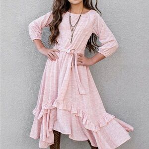 Joyfolie Mia Joy Harlyn Hilo Midi Dress Blush Pink Girls Sz 12 Coquette Feminine